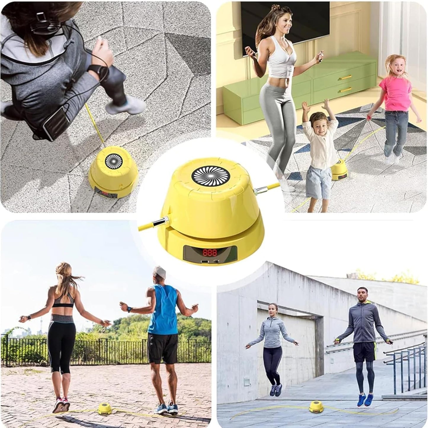 Hyperhop Auto Jump Trainer, Automatic Rope Skipping Machine, Jump Rope Machine, Rechargeable Fitness Jump Ropes Sports for Multi-Person Entertainment,Suits for Family, Gym, Office
