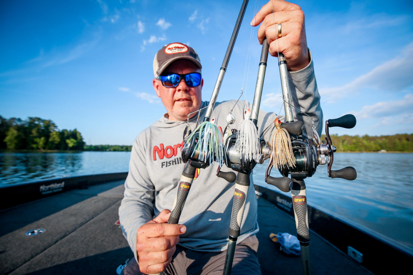 Northland Fishing Tackle Reed Runner Tandem Spin - Premium Spinner Baits for Freshwater - Lures for Bass, Pike, and Musky, White Shad, 3/8 Oz