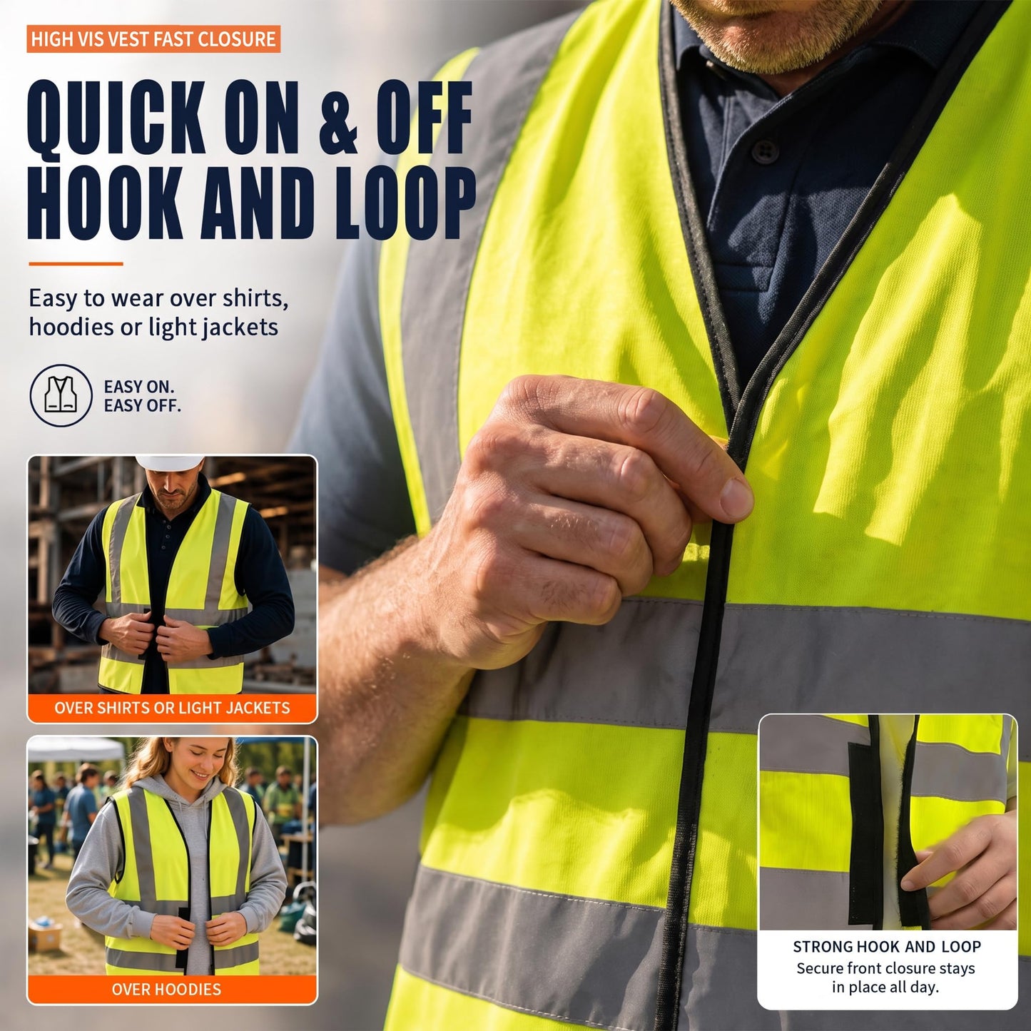 AYKRM safety vests reflective hook and loop