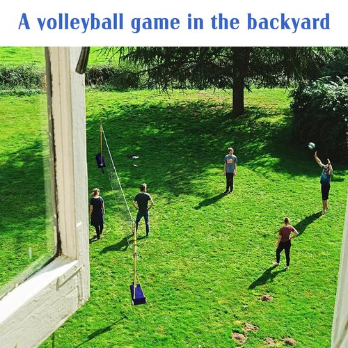 Volleyball Net Set for Backyard, 8ft Professional Standard Volleyball Poles, Outdoor Badminton Post, Adjustable Height Poles,for School Outdoor Grass Indoor