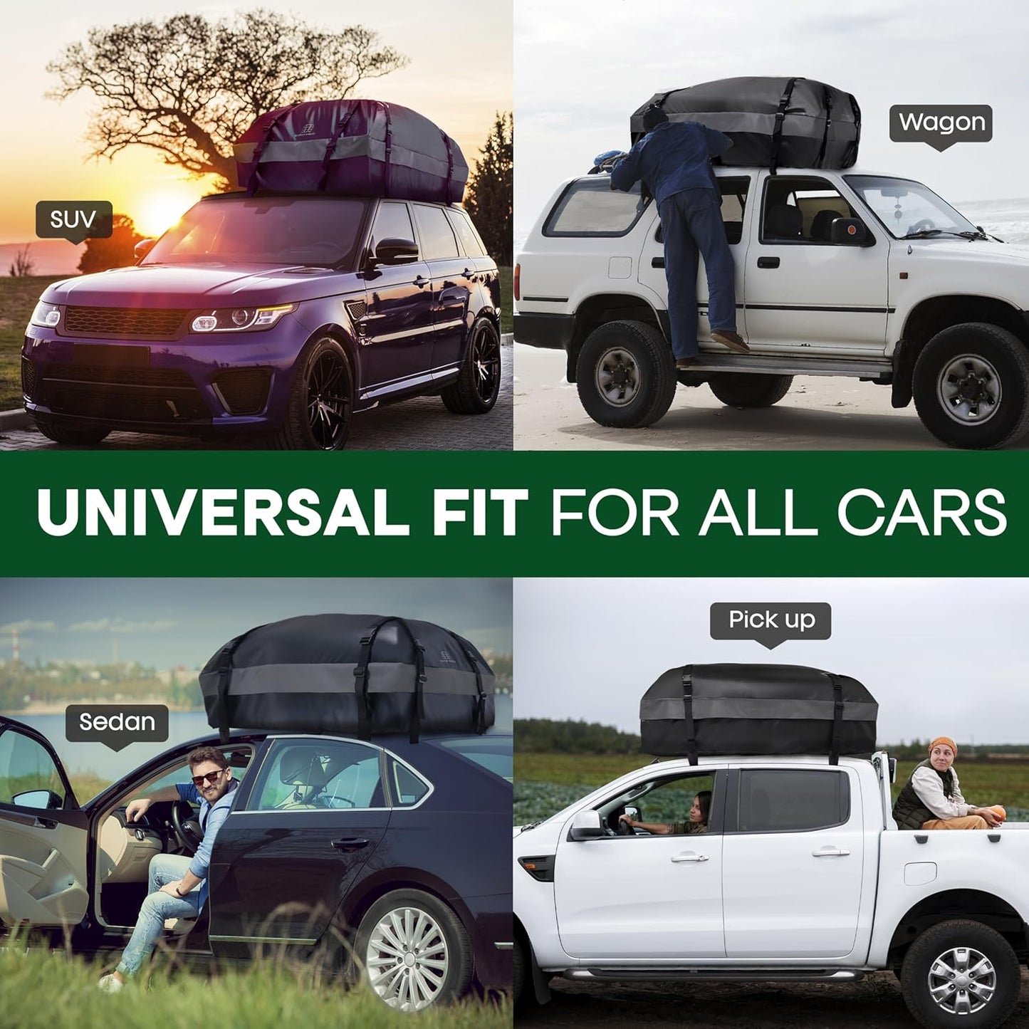 21 Cubic Feet Car Rooftop Soft Shell Cargo Carrier, 100% Waterproof - Car Storage for All Vehicle with/Without Racks - Attached Anti Slip Mat, Storage Bag, 6 Door Hooks and 6 Straps