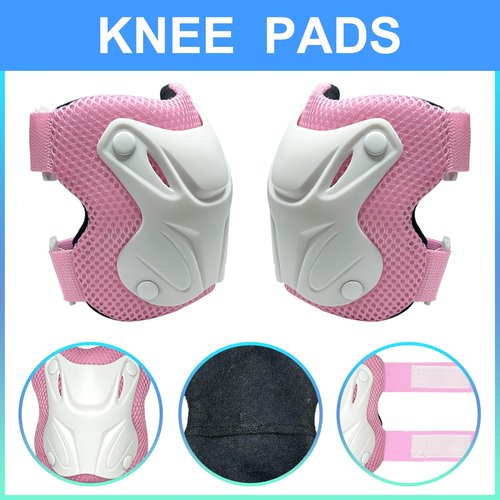 ENHERWE Girls Kids Protective Gear Set,Include Knee Pads,Wrist Guards and Elbow Pads,Children Protective Gear Set for Skating Cycling Bike Rollerblading Scooter,Pink and Size M