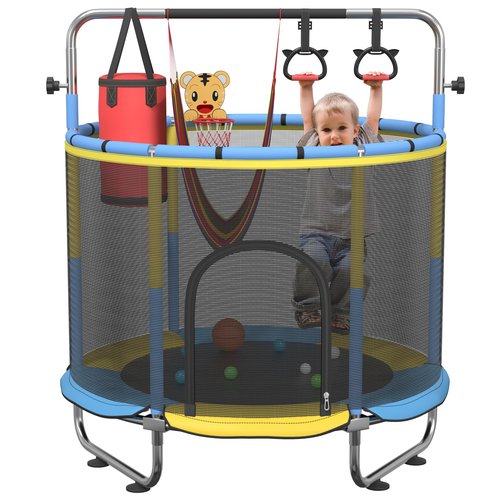 60" Trampoline for Kids, 5FT Mini Indoor and Outdoor Toddler Trampoline with Net