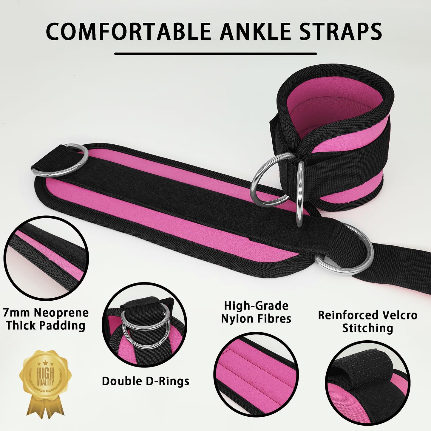 Langmeil Ankle Strap for Cable Machine, Glute Kickback, Rose