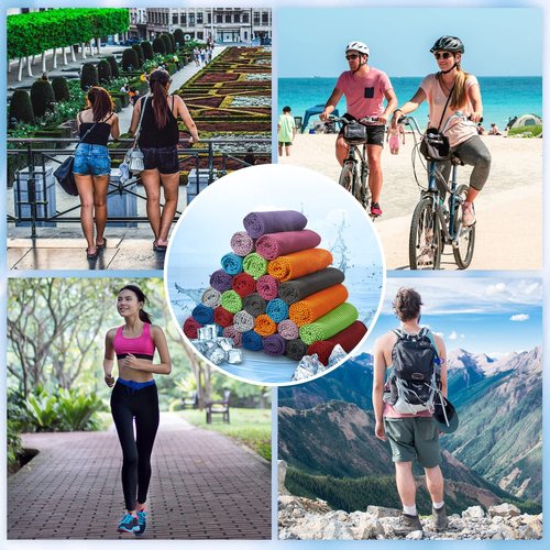 Honoson 30 Pcs Cooling Towel Bulk - Neck & Face Cool Chilly Towels Microfiber Breathable Sport Sweat Rag for Gym, Yoga, Travel, Camping, Running, Outdoor (Multicolor)