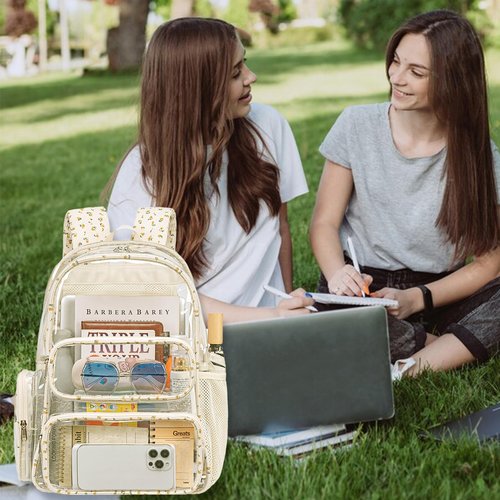 BTOOP Clear Backpack Heavy Duty Transparent Bag 17" See Through BookBag for Women Men Adults Work Festival Sports Travel