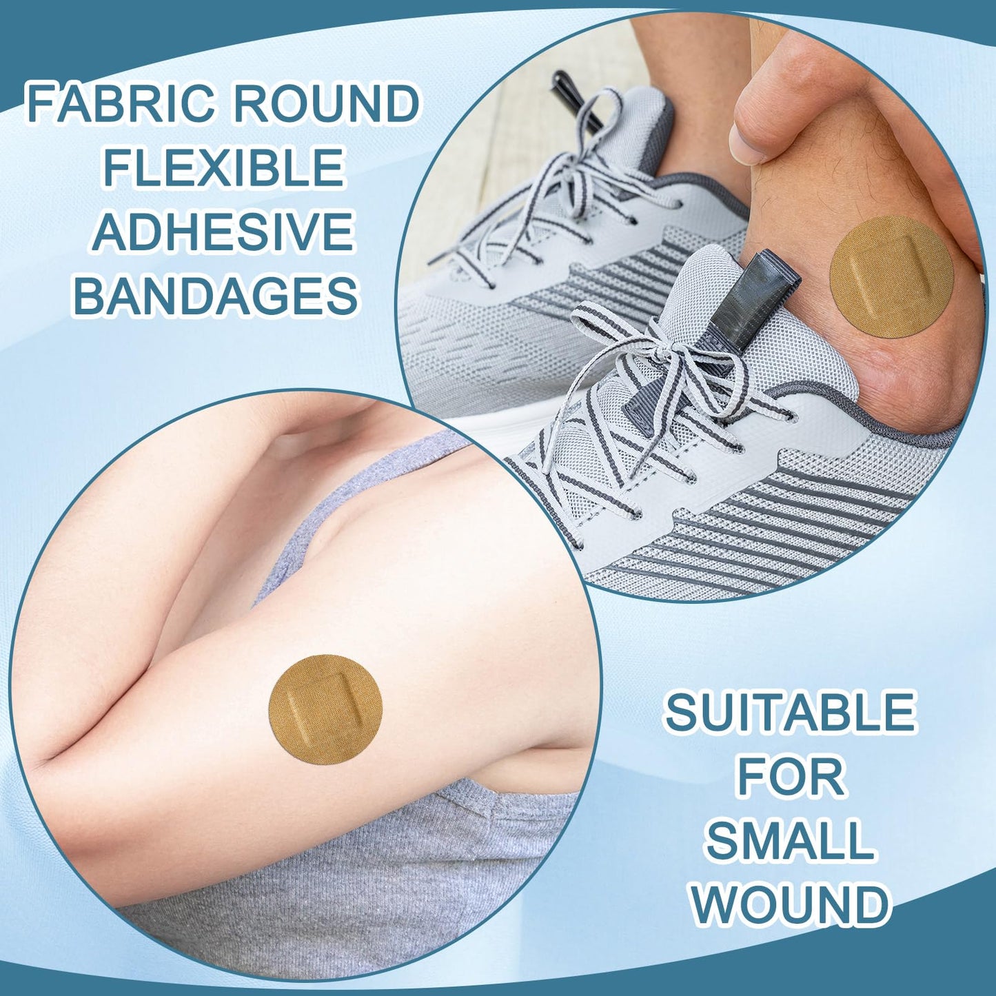 Funtery 200 Pcs 1.5 Inch Round Spot Adhesive Bandage Fabric Adhesive Small Face Bandages with Non Stick Pad Latex Free for Skin Wound Care