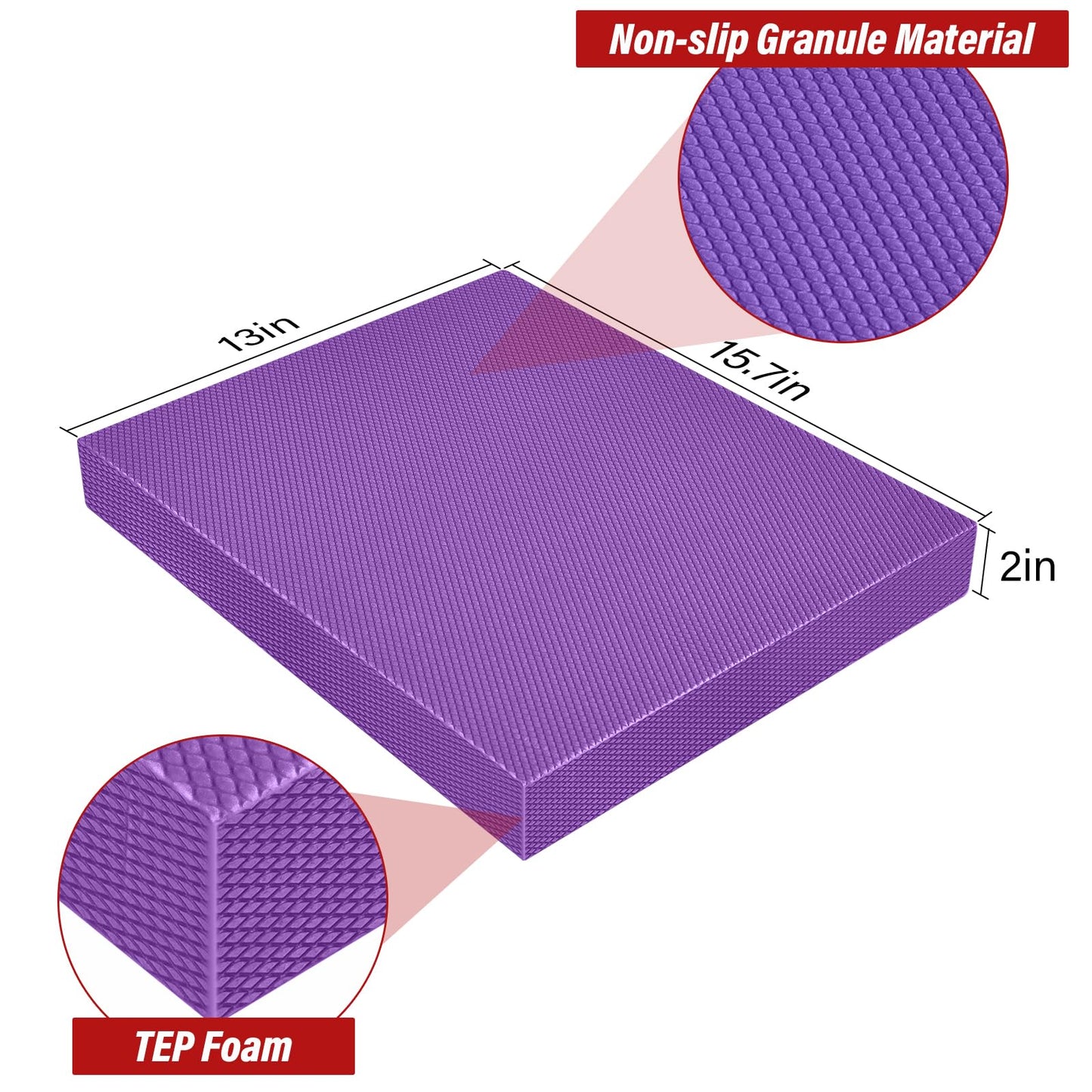 Balance Pad- Foam Balance Pad for Workout, Non-Slip & Water-Resistant Stability Trainer Mat, Soft TPE Exercise Foam Mat for Rehabilitation Stability,Physical Therapy,Fitness,Yoga (15.7" * 13" * 2")