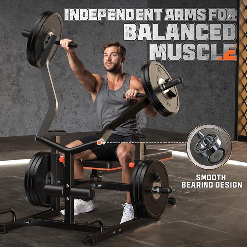 Chest Press Machine, 1250LBS Weight Bench Press Machine with Independent Converging Arms, Adjustable Flat Incline Bench for Chest & Arms, AB Workouts, Shoulder Home Gym Equipment