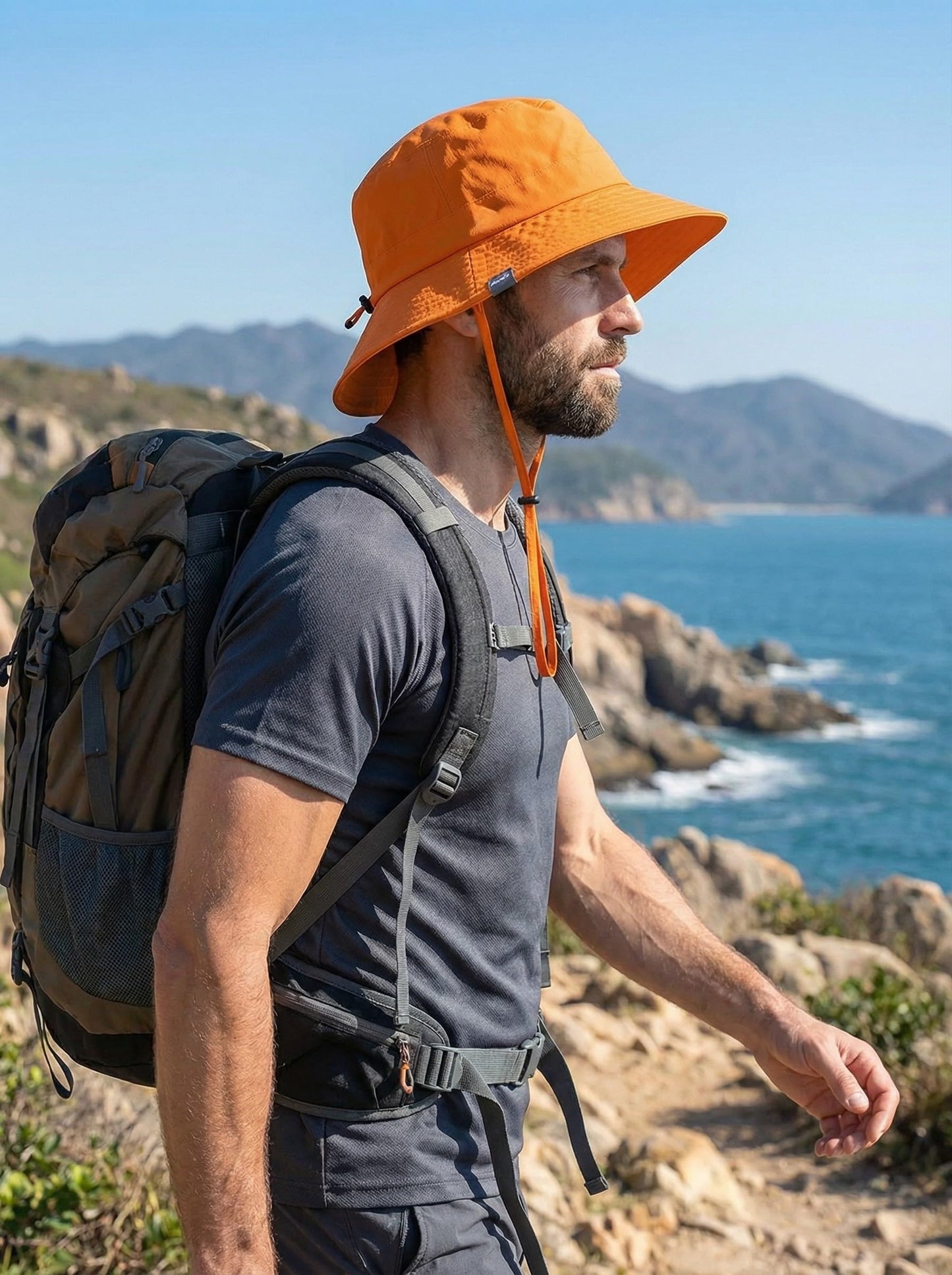 AlturaGo Waterproof Bucket Hat UPF50+ Quick Dry Sun Hat for Men Women Lightweight Hiking Fishing Cap Foldable Packable for Outdoor Travel (US, Alpha, One Size, Neon Orange)