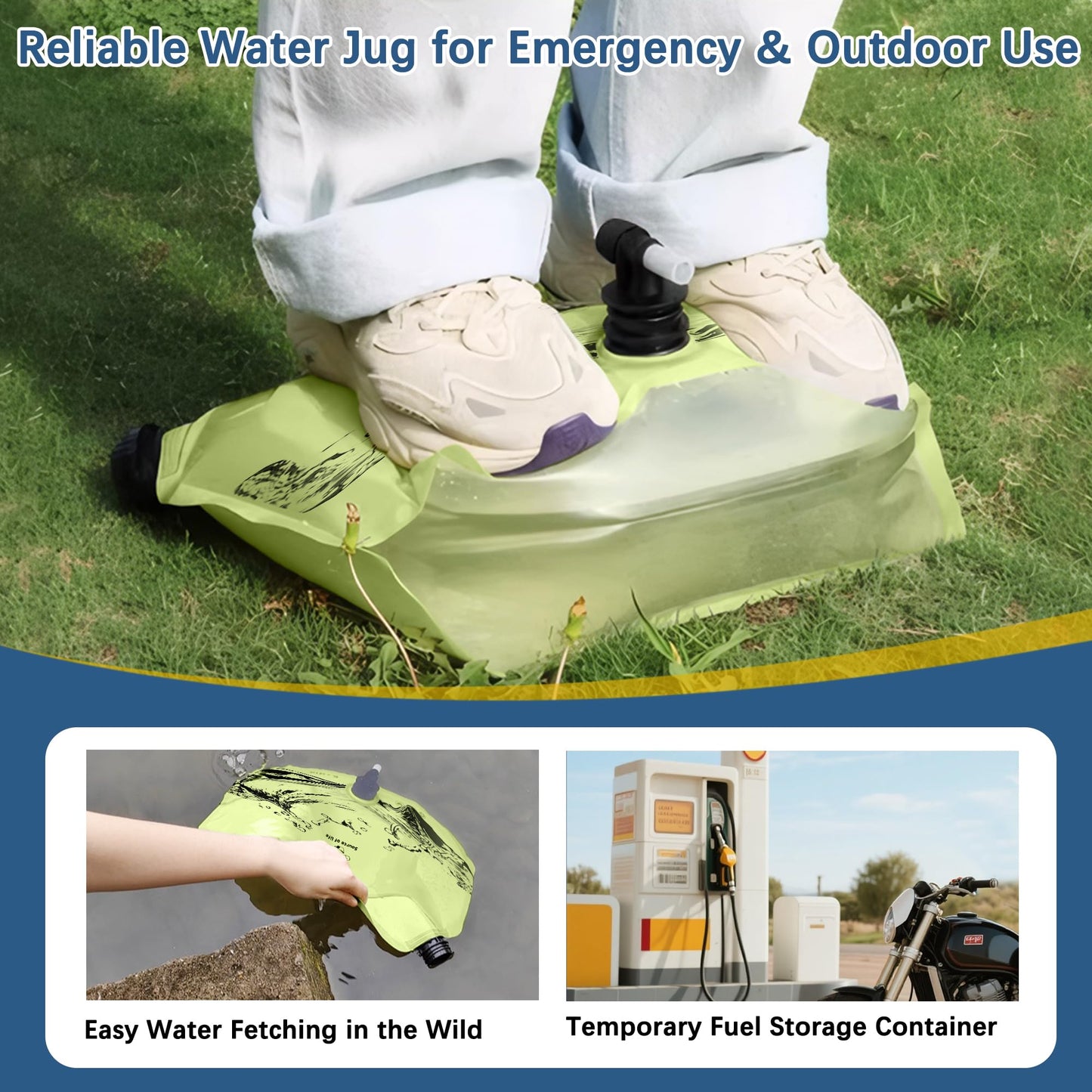 Coipdfty Water Jug Camping 2.1 Gallon Collapsible with Spigot, BPA Free Portable Water Pouch Foldable Water Bags for Outdoor Hiking, Travel and Emergency & Water Storage Containers (Green-1Pcs)
