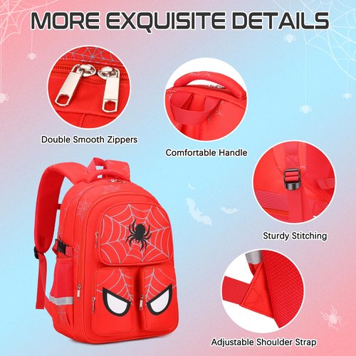 Jafeton School Backpack for Boys, 3 PCS Spider Boy Backpack Set with Lunch Box & Pencil Pouch, Waterproof Schoolbag for Boys Kids Children Teens, Elementary Middle School, Kids Bookbag Casual Daypack