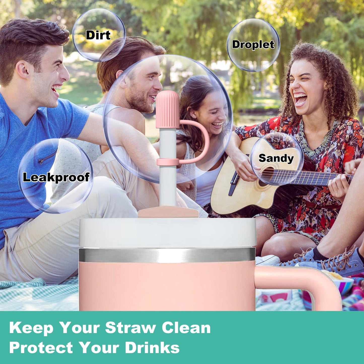 Adjustable Straw Cover Cap for Stanley, and Compatible with Simple Modern|Yeti|Hydro Flask|Reduce|Owala|Beast|Hydrapeak Tumbler Straw, All Brand of 6-12mm Straw, Straw Stopper Topper Accessories