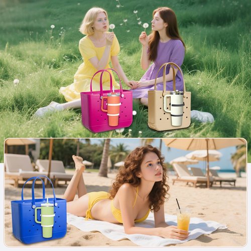 Bogg Bag Cup Holder for Stanley 30oz 40oz, Drink Holder Compatible Bogg/Simple Modern Beach Tote Bags, Adjustable Water Bottle Holder Attachment, Bogg Bag Accessories