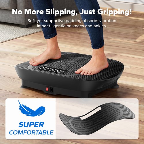 MERACH Vibration Plate Exercise Machine, Vibration Plate with Real-Time Calorie Tracking on LED Display, Vibrating Plate Exercise Machine for Women Men, Workout Equipment for Home (Black