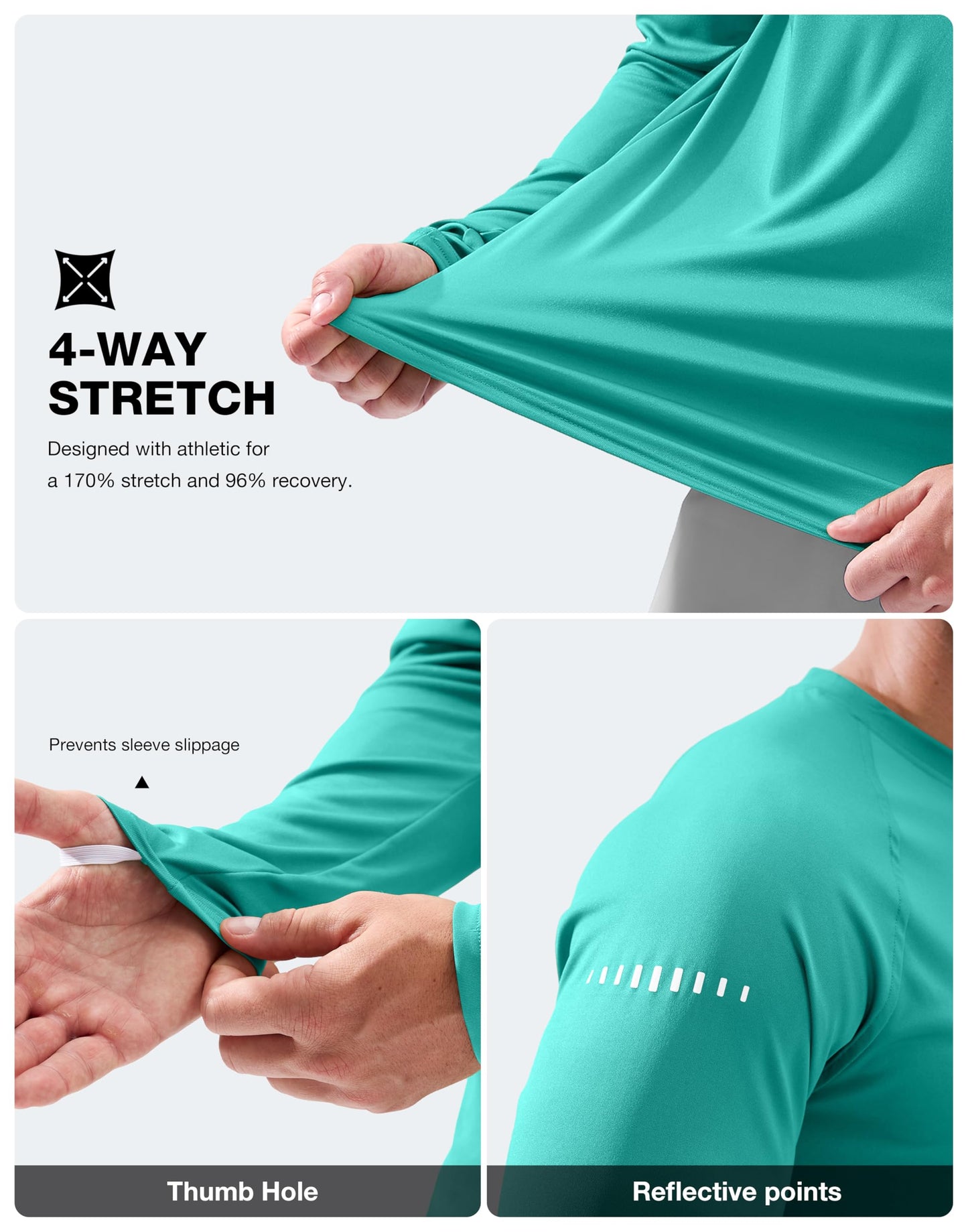 Men's Sun Protection Long Sleeve Shirts UPF 50+ Rash Guard for Men SPF UV Fishing Hiking Running Workout Athletic Shirt Bright Green