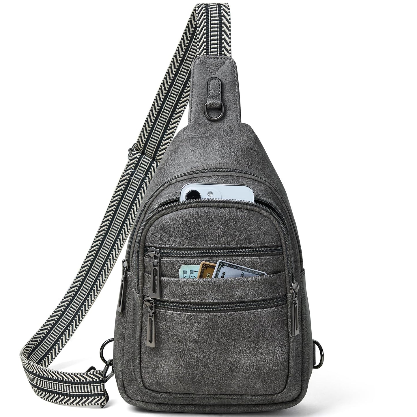 Leresas Sling Bag for Women Crossbody Bags Sling Purse Cross Body Backpack Vegan Leather Over Shoulder Bag Travel Handbag Gifts Dark Grey