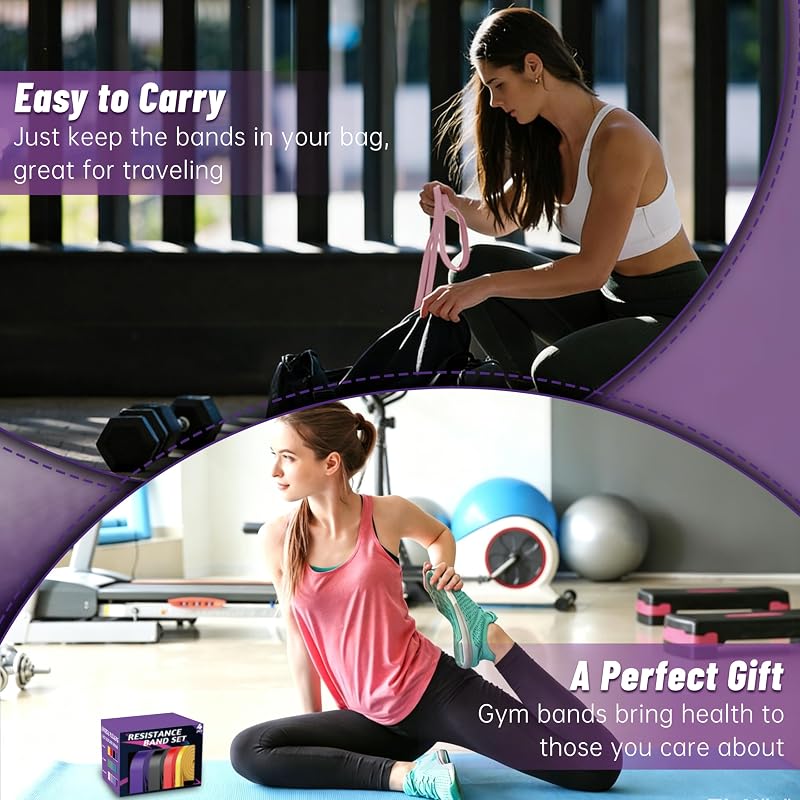4-Level Resistance Bands Set with Purple Gradient — Pull Up Assistance Bands