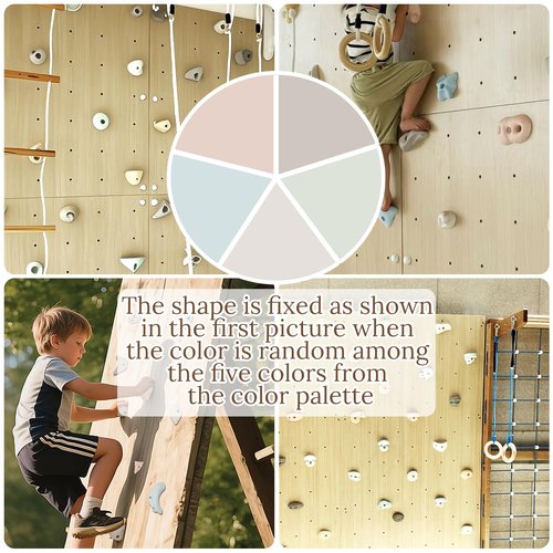 Qicrdvi Premium Resin Rock Climbing Holds for Kids & Adults, Large Training Rock Climbing Wall Grips Indoor/Outdoor, Rock-Like Texture Climbing Wall with Mounting Hardware (20 Pcs)