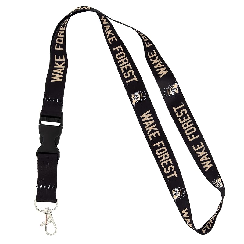 Wake Forest Lanyard with Snap Buckle—Black, Officially Licensed