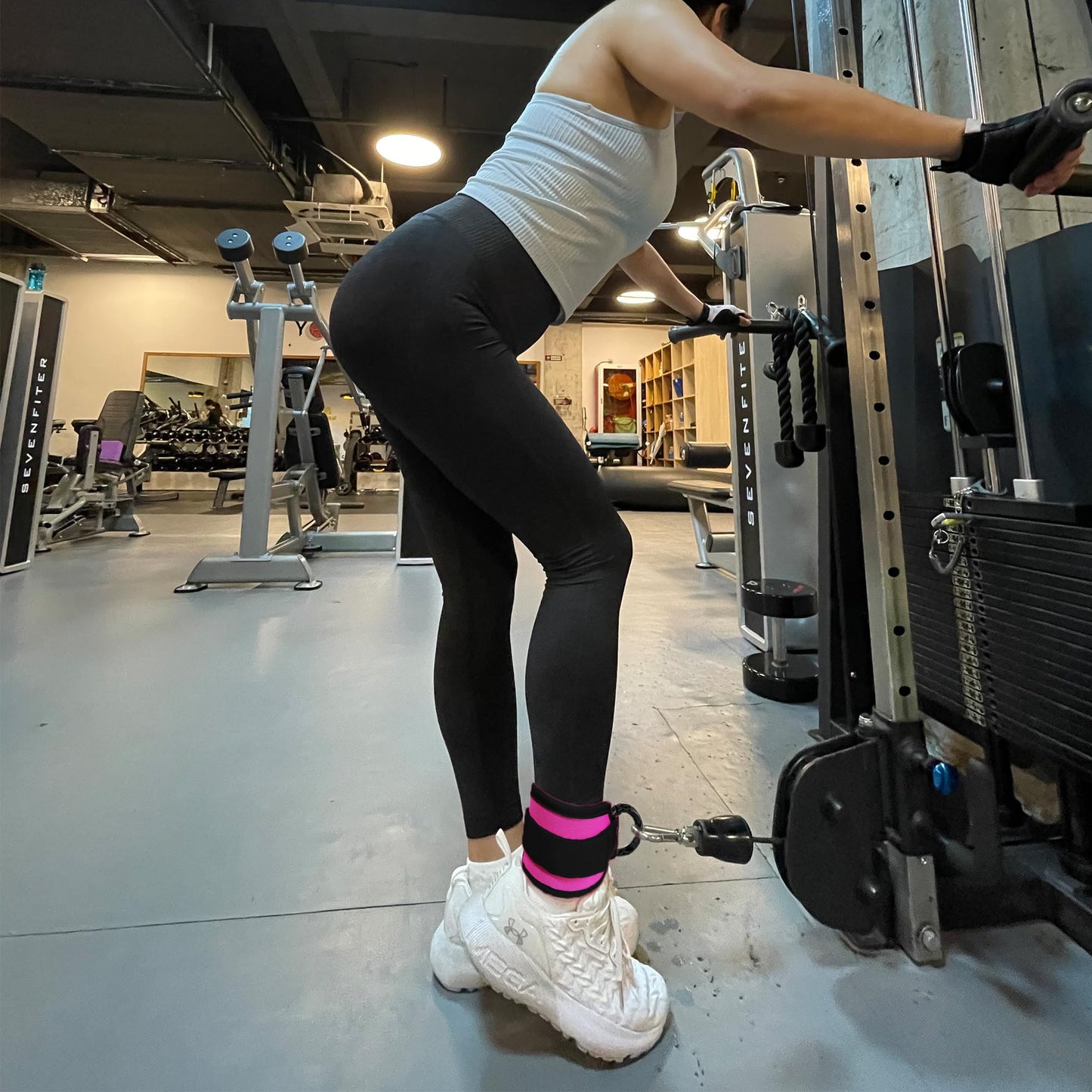 Langmeil Ankle Strap for Cable Machine, Glute Kickback, Rose
