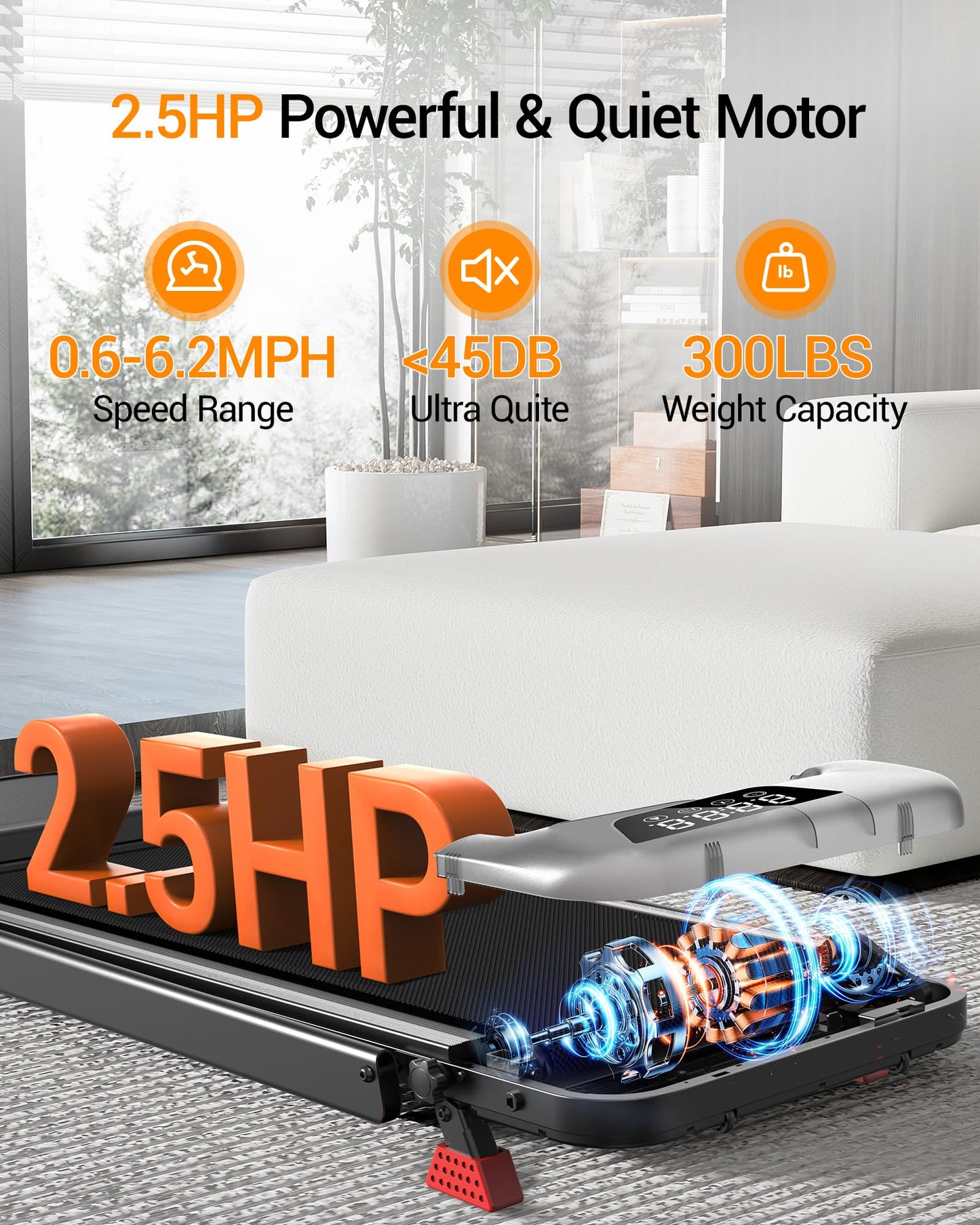 Walking Pad with 17% Incline Upgrade Portable Treadmill for Home Small Space 300LBS with Remote Control