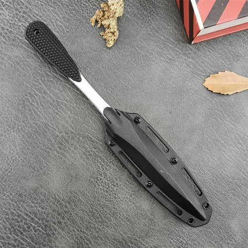XBOSAI 3.46" Fixed Blade Knife with Sheath, 440C Stainless Steel Rubber Handle Straight Knives, Outdoor knife for camping, Hiking, Fishing and Everyday carry