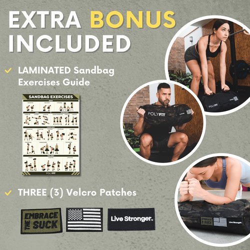 Polyfit Sandbag Pro - Workout Sandbag with Triple Closure Filler Bag and Reinforced Nylon Webbing - Black Camo - 80LB