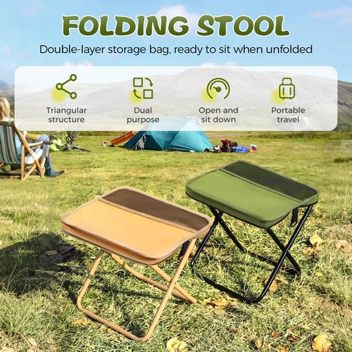 hoehew 2025 New Portable Stool for Mountaineering and Hiking, Lightweight Foldable Stool with Carrying Bag, Outdoor Footstool for Picnic Hiking Fishing (#Black, Large)