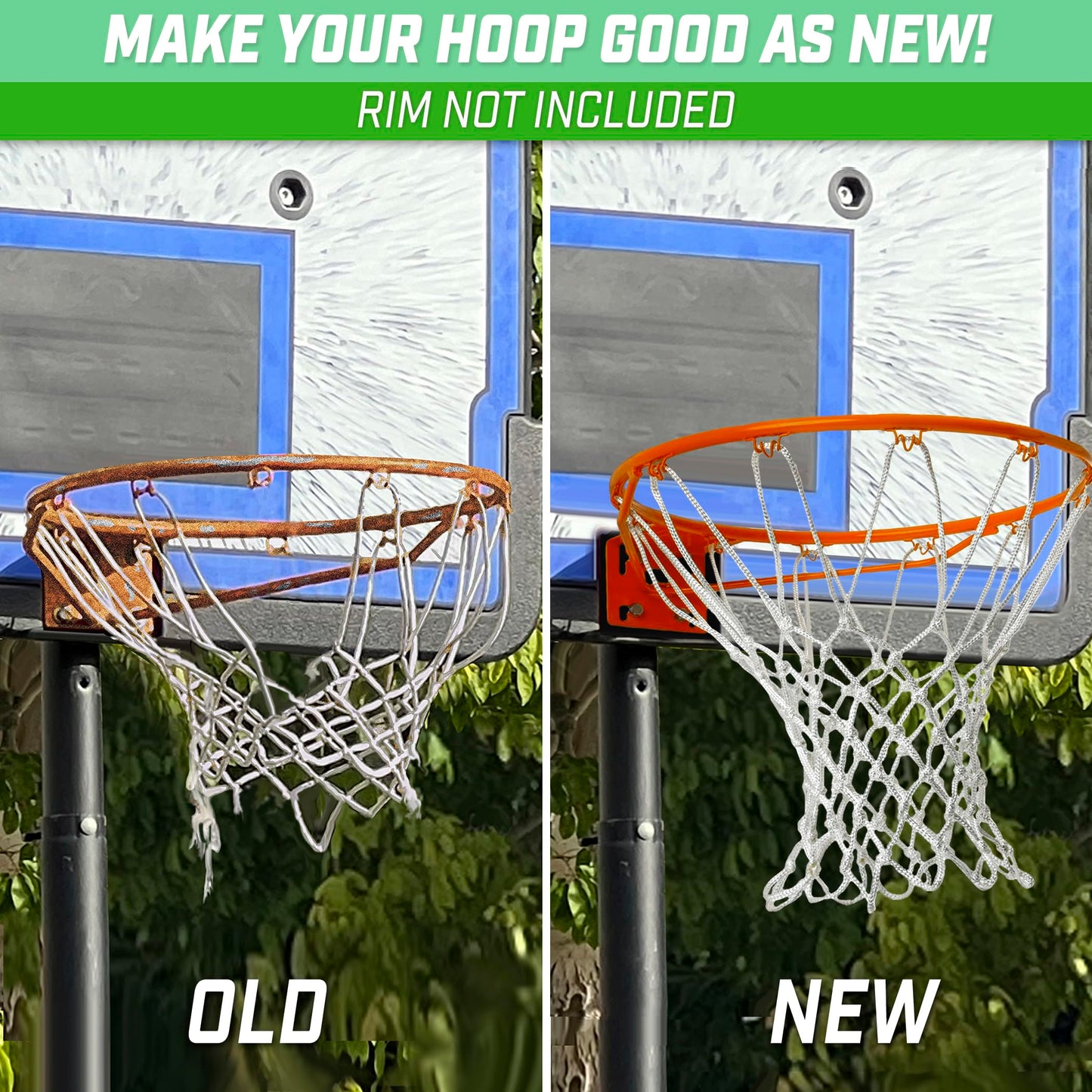 GoSports Basketball Net Replacement with 12 Loops - Heavy Duty for Indoor & Outdoor Hoops, Rim Not Included