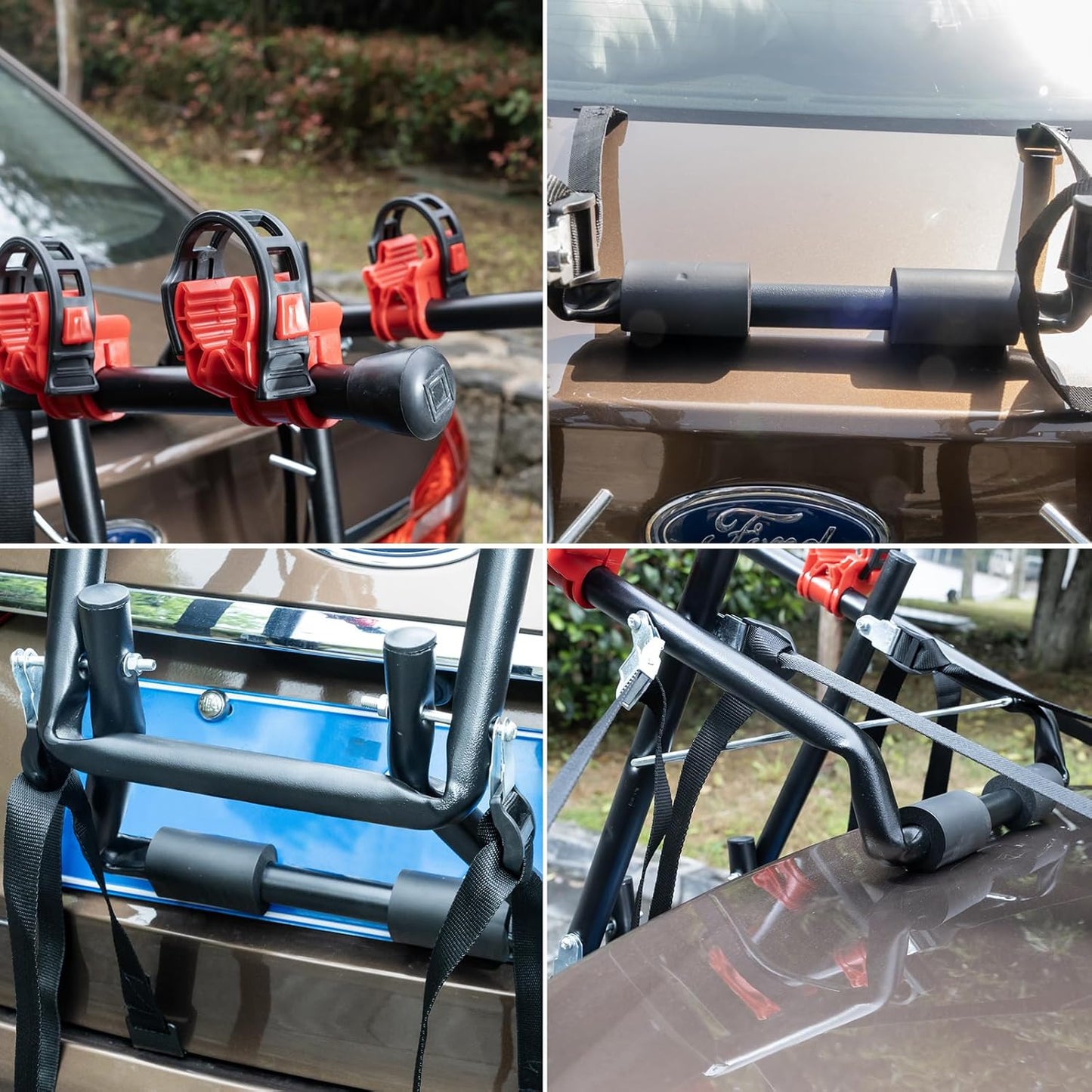 2 Bike Hitch Mount Rack for Car, Truck, SUV, Minivan with 1-1/4" & 2" Hitch, Bicycle Carrier Racks with Straps Red