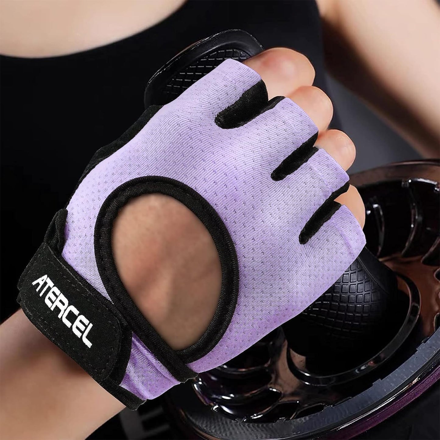 ATERCEL Weight Lifting Gloves Full Palm Protection, Workout Gloves for Gym, Cycling, Exercise, Breathable, Super Lightweight for Men and Women(Violet, M)