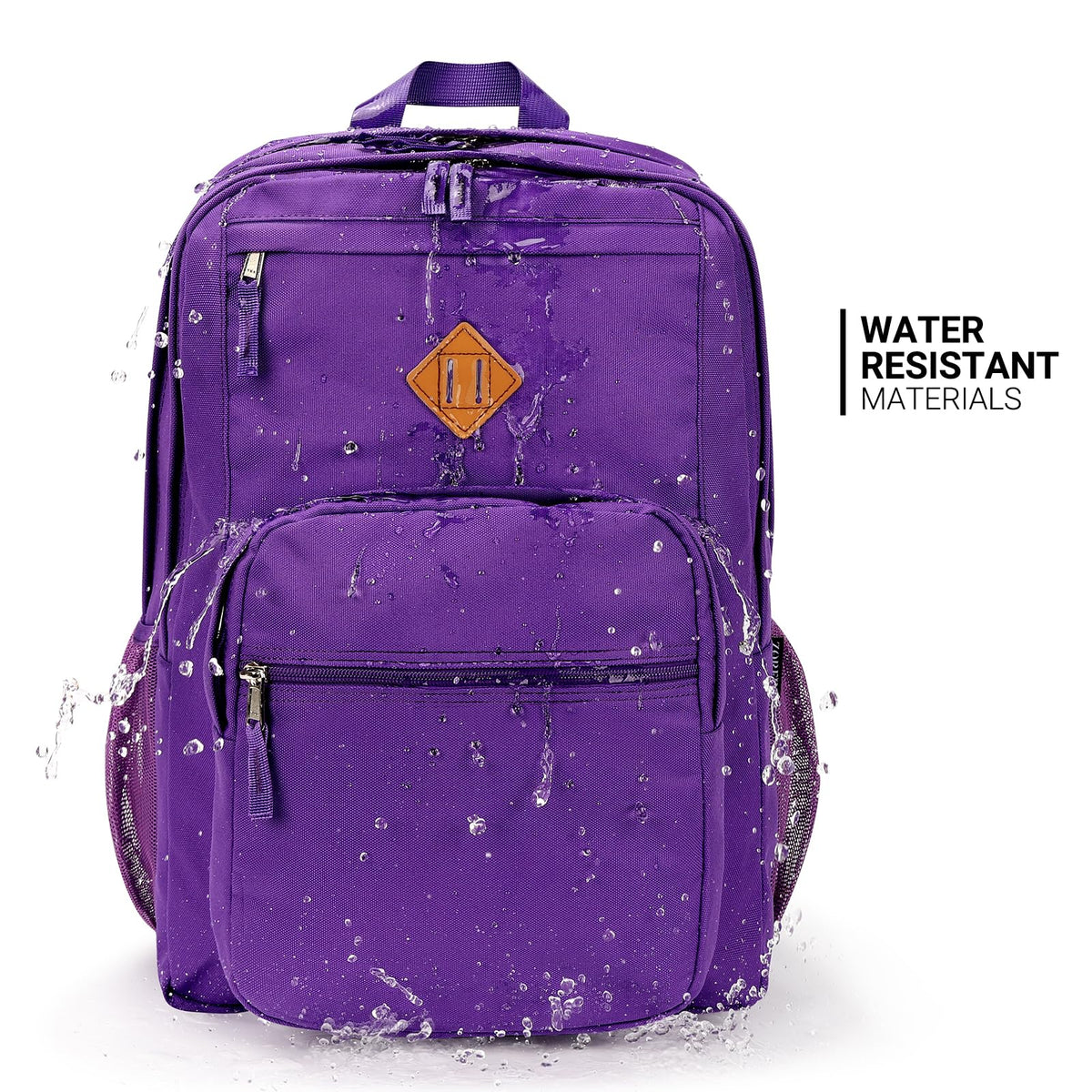 ZORFIN 26L Backpack for College, and Travel: Water Resistant Bookbag - Purple