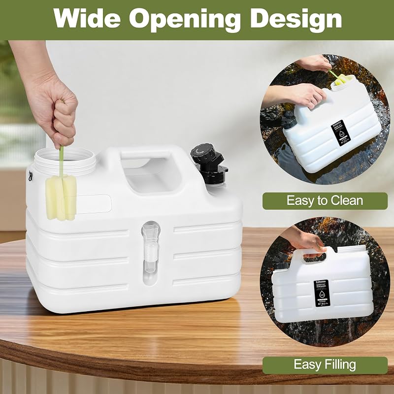 3 Gallon BPA-Free Water Jug with Leak-Proof Lid for Camping - Portable White