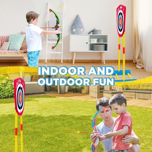 Bow and Arrow for Kids 6-8 8-12, Archery Toy Set for Kids 6+ with Standing Target - Rechargeable/2 Light Up Bows/20 Arrows, Toys for 4-6 7 8 9 10-12 Boys Girls Birthday Gifts