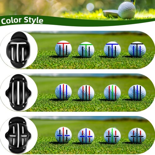 HIFQUI Golf Ball Marker Set with Carry Case, 3 Golf Ball Marking Stencils and 4 Colors Golf Ball Markers, Golf Ball Marker Liner Drawing Marker, Golf Ball Alignment Marking Tool