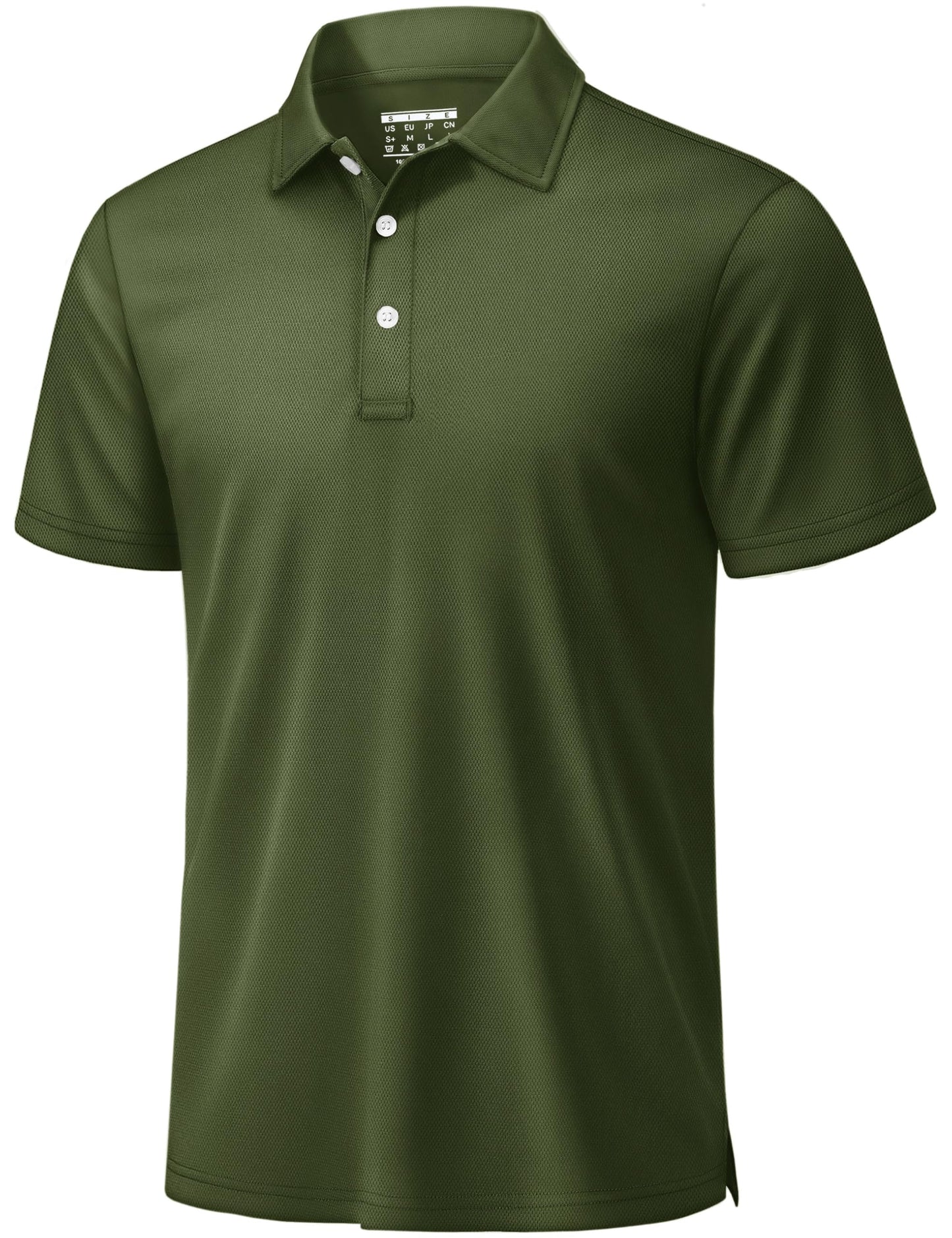 TACVASEN Mens Golf Shirt Dry Fit Mens Polo Shirts Short Sleeve Performance Golf Polos for Men with Collar Work Shirts Army Green, M