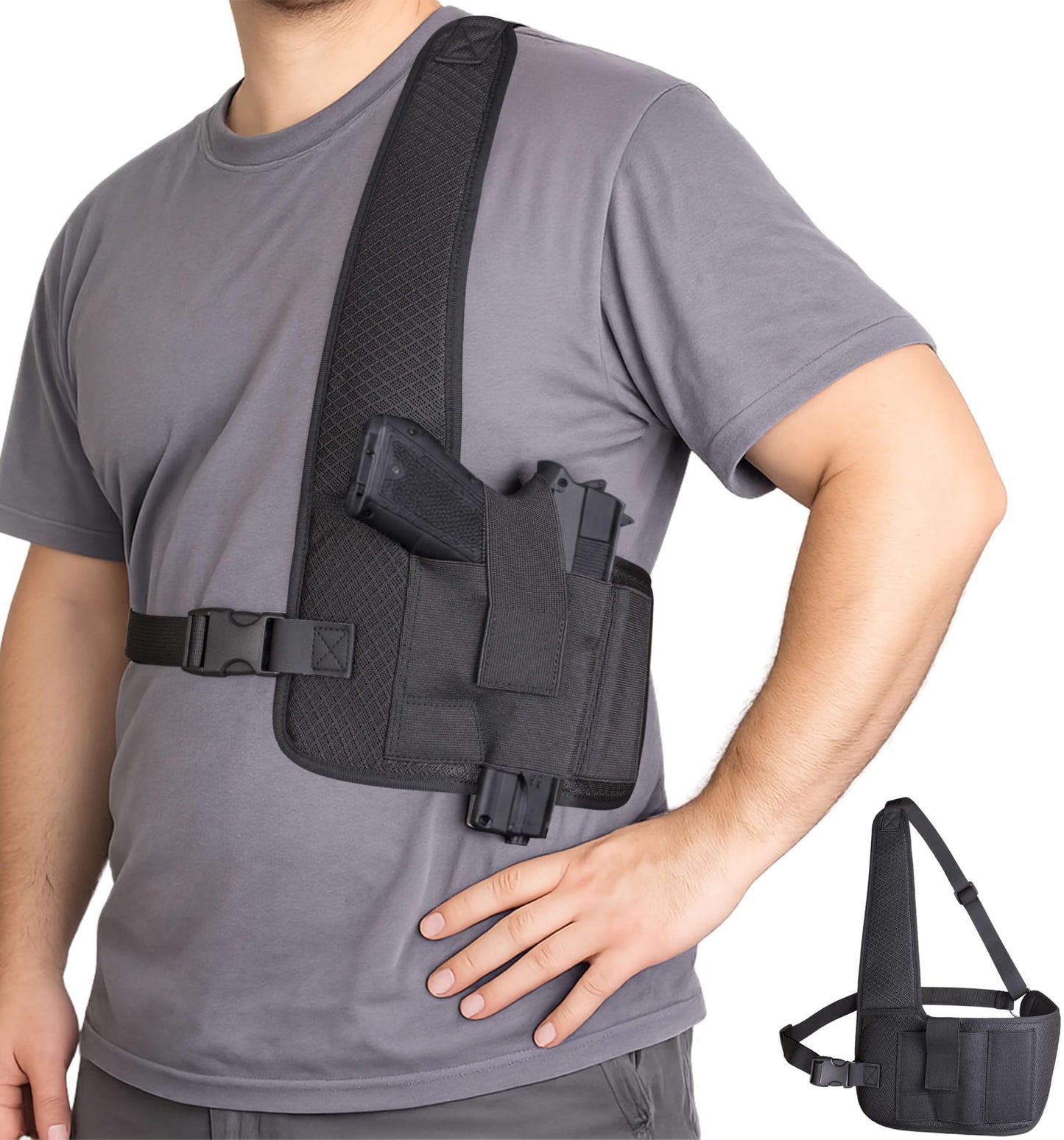 Universal Shoulder Holster for Men, Adjustable Mesh Gun Holster Right Hand