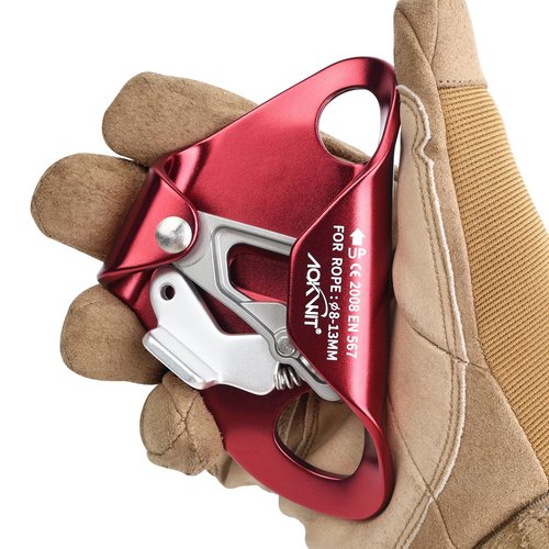Chest Ascender Tree Climbing Gear Rope Grab High Strength Aluminum Alloy Rappelling Equipment CE Certified for Rock Climbing Rescue Aerial Work Mountaineering Caving Arborist Work 8-13mm Ropes (Red)