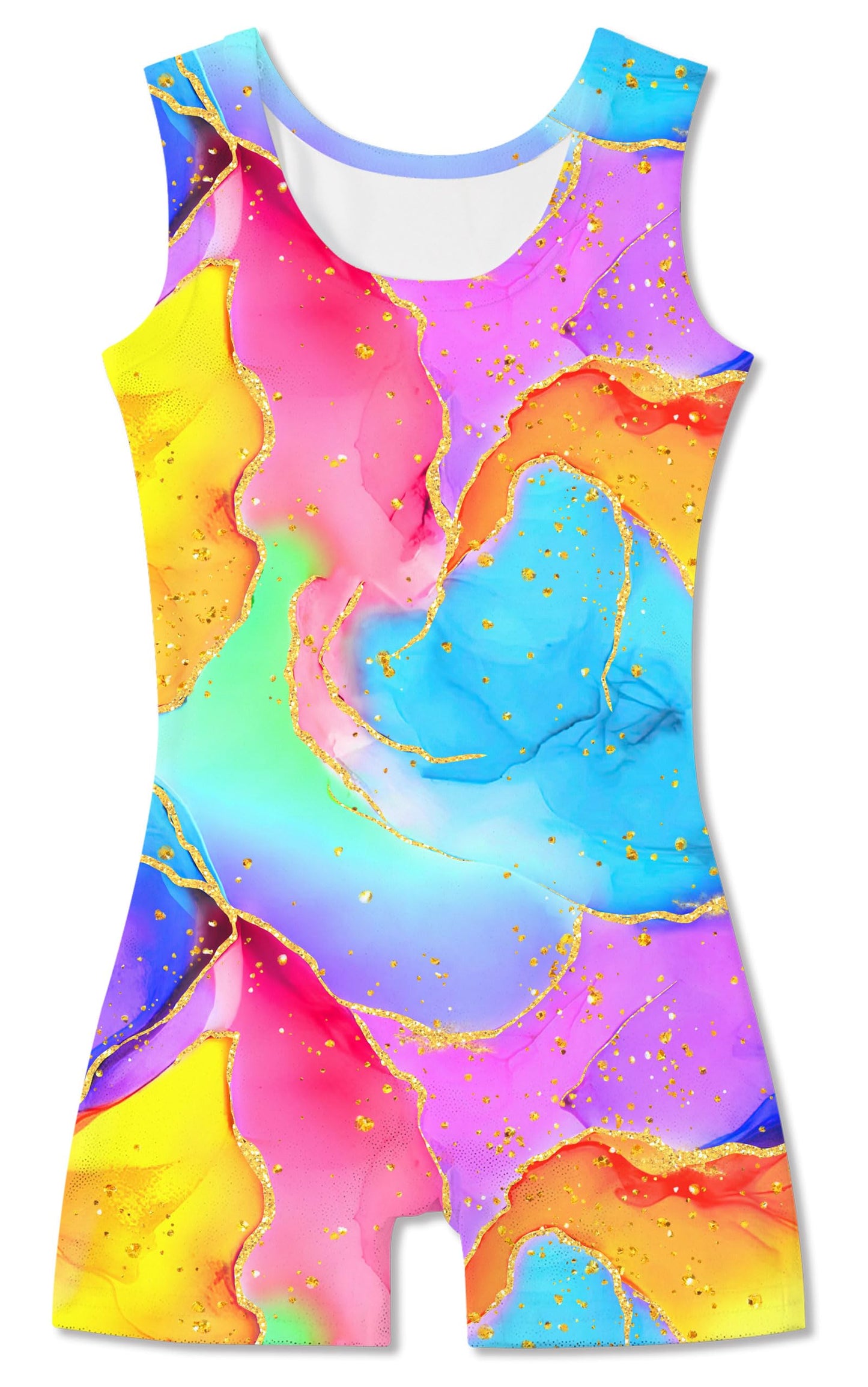 Funnycokid Gymnastics Leotards for Girls Kids Outfits Sparkly Clothes Ballet Unitard One Piece, Colorful Marble, 4-5T