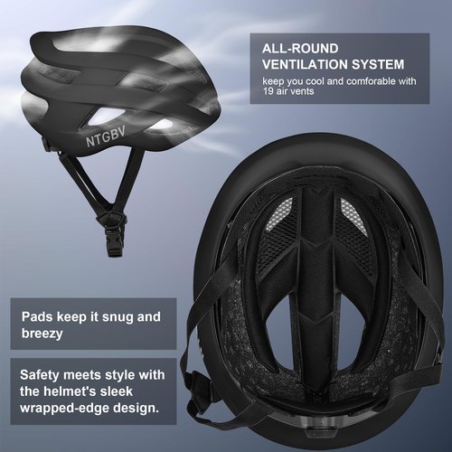 NTGBV Adult Bike Helmet for Men/Women with Helmet Bag 2 Removable Moisture-Wicking Liners Adjustable Dial Comfort Fit Lightweight Shockproof CPSC 1203 Safety Certified for Road-Ready/Urban-Commute/MTB