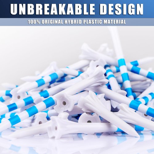 CHAHMPKEY Premium 3-Prong Plastic Golf Tees 3-1/4" 100 Pack - 40% Reduced Ball Contact with High Stability and Long Distance Performance Golf Tees Plastic(White - 100 Assorted Pack)
