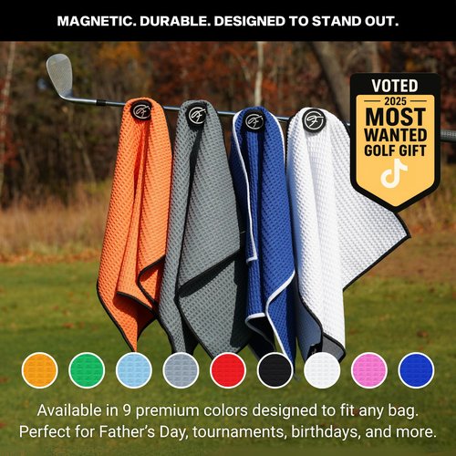 Magnetic Golf Towel with Clip – 24"x16" Premium Microfiber Golf Towels for Golf Bags, Cart or Club – Large Magnet Golf Rag & Accessories – Gift for Men, Dad, Women, Golfers (Pink)
