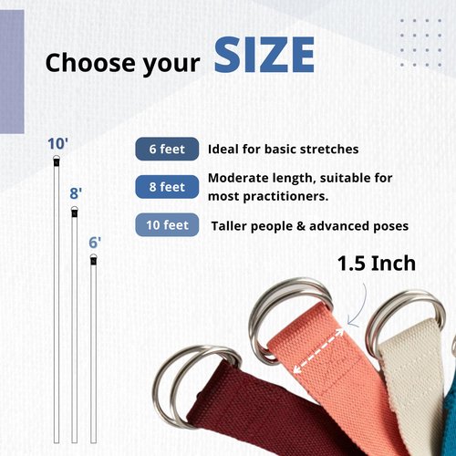 Everyday Yoga Super Strong Strap with Metal D-ring Buckle - Improve Flexibility, Stretching, and Physical Therapy Fitness. - Aqua