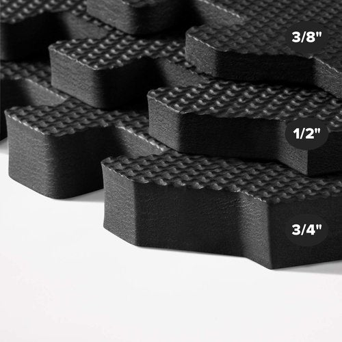 We Sell Mats 3/8 Inch Thick Multipurpose Exercise Floor Mat with EVA Foam, Interlocking Tiles, Anti-Fatigue for Home or Gym, 24 in x 24 in