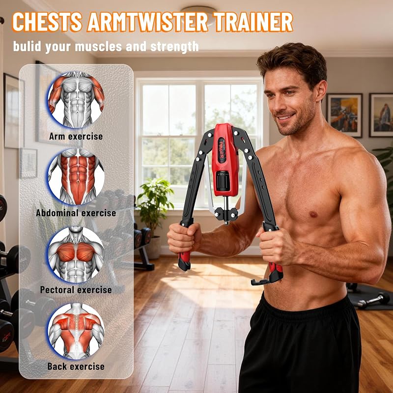 Adjustable Hydraulic Arm & Chest Exerciser Trainer 22-440 lbs Home Gym