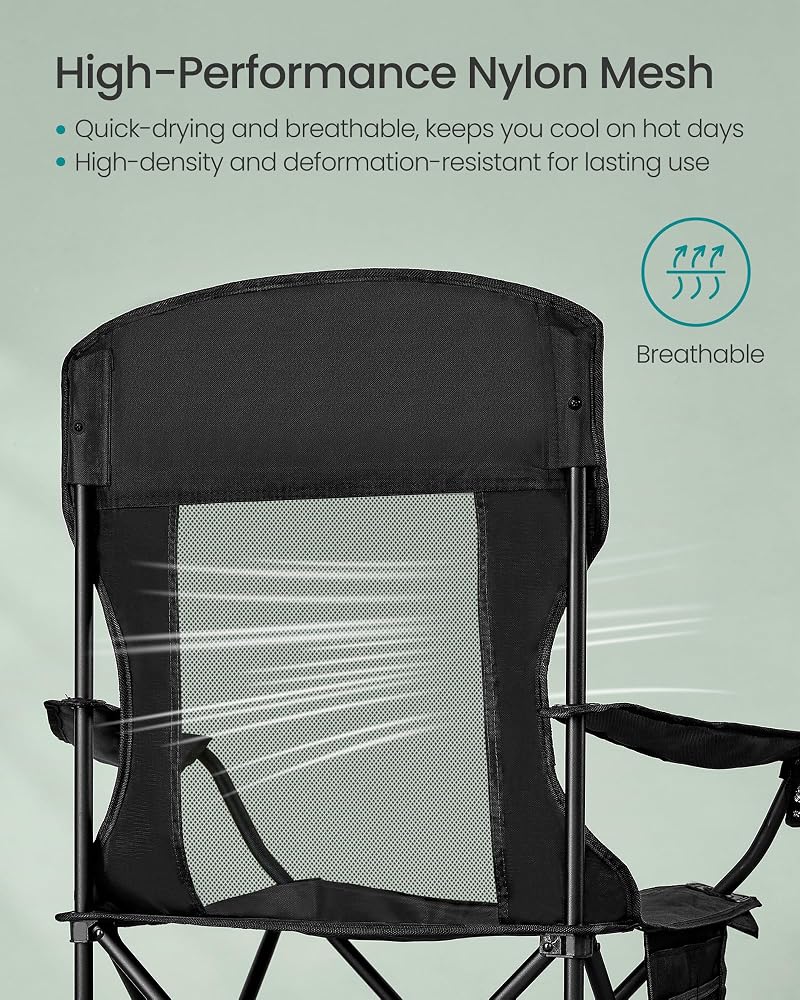 Songmics 2-Pack Breathable Camping Chairs, 330 lb Capacity - Black