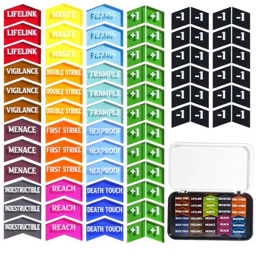60 PCS MTG Keyword Counters Buff Abilities Counter Tokens with Box for Magic The Gathering, MTG, TCG, Card Games Accessories (Multicolor, 60)