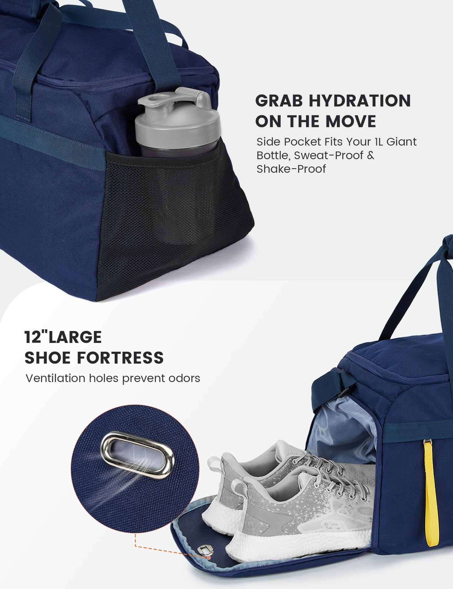 SKYSPER Gym Bag for Men & Women with Shoe Compartment, Carry-on Gym Duffle Bag for Travel and Sports, Workout Overnight Bag with Large Wet Pocket, Blue
