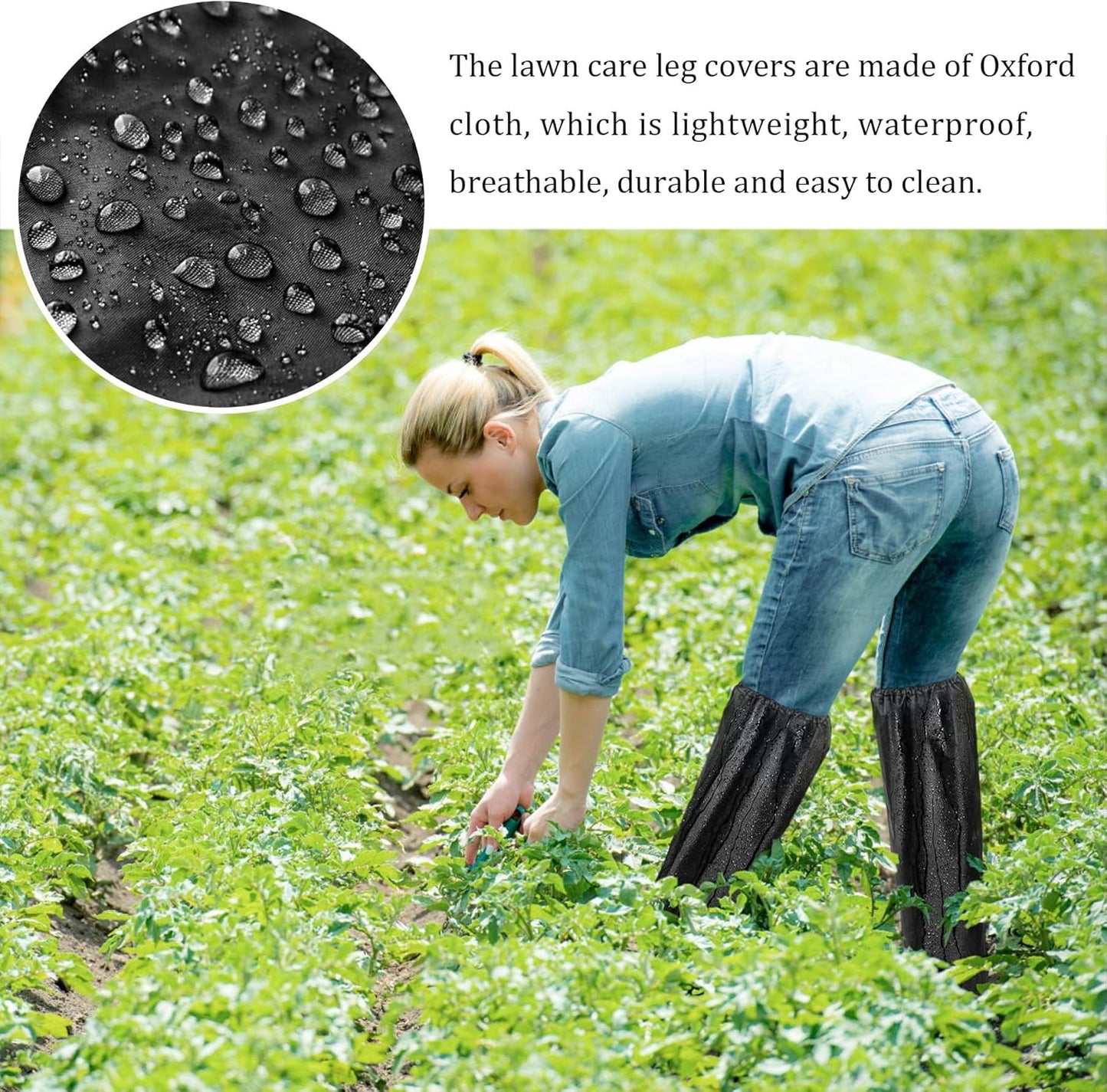 2 Pcs Lawn Care Leg Gaiters,Adjustable Leg Waterproof Hiking Gaiters for Snow,Garden Trimming Weed Eater Leg Chaps